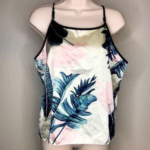 Tropical Leaf floral Satin Pajama Tank top